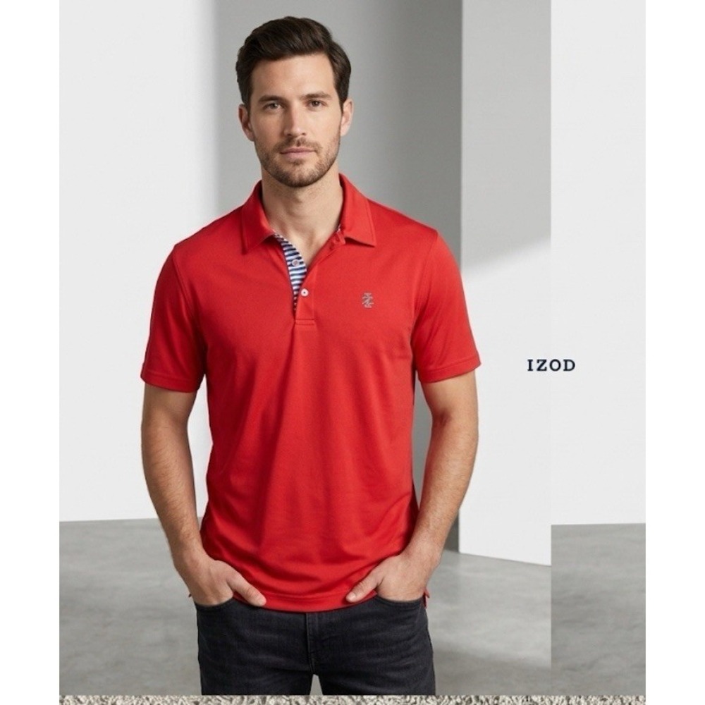IZOD Golf dri- fit,‎ Moisture wicking Red short sleeve Polo Shirt -Men's size XL